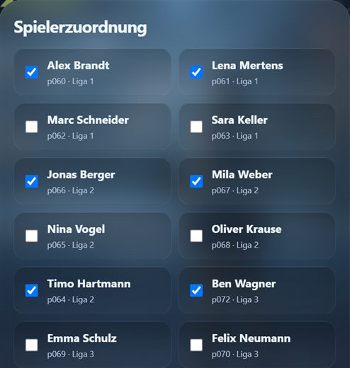 Spieler ausw&auml;hlen