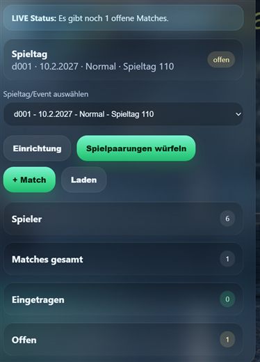 Manuelles Match eintragen